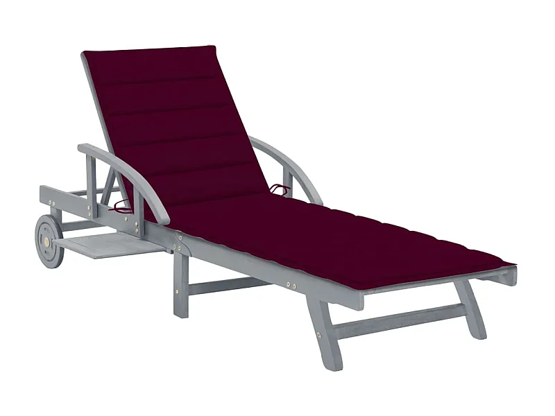 Chaise longue de jardin avec coussin Bois d'acacia solide