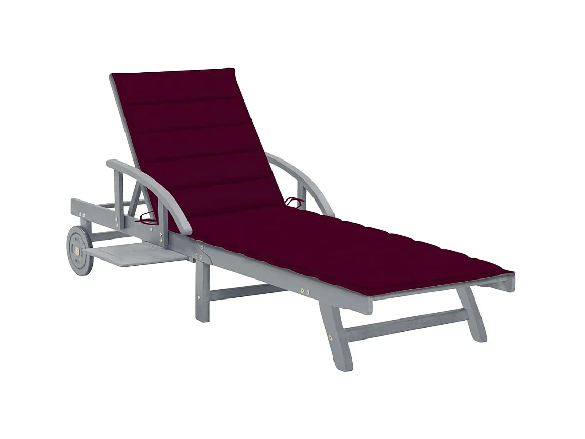 Chaise longue de jardin avec coussin Bois d'acacia solide