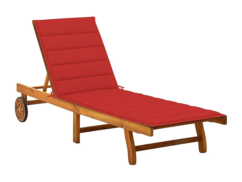 Chaise longue de jardin avec coussin Bois d'acacia solide