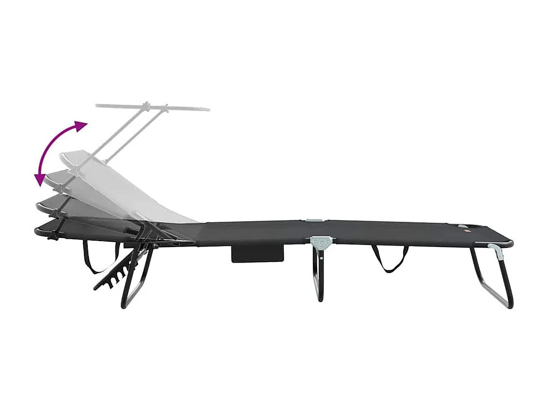 Poltrona pieghevole nera in tessuto Oxford 600D