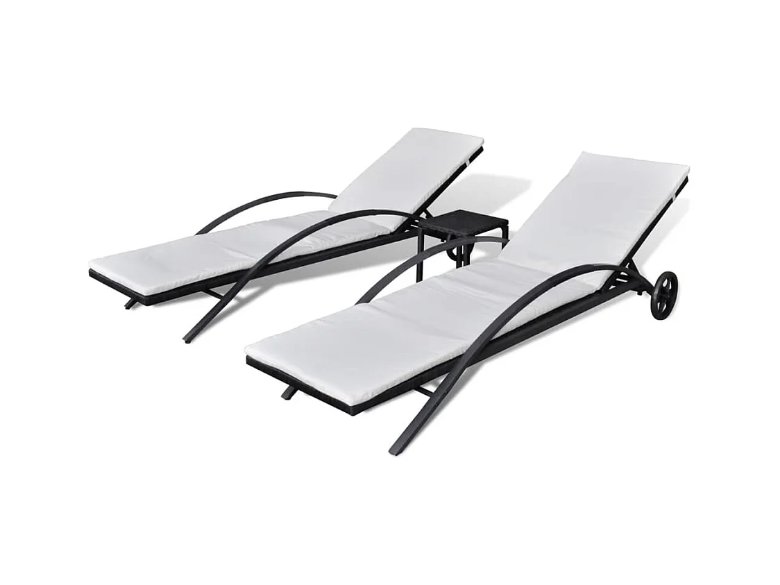 Zwarte geweven hars loungestoelen met tafel