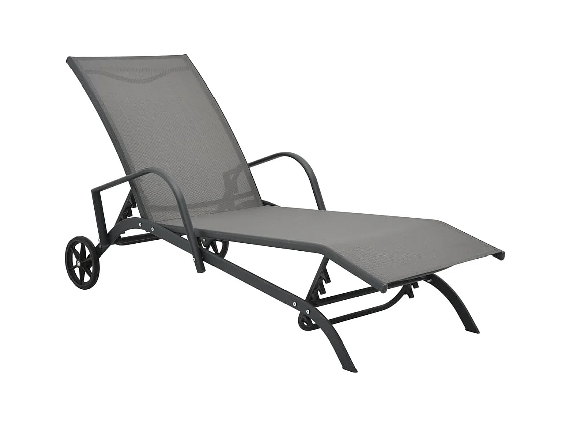 Set van 2 ligstoelen met tafel van textiel en staal