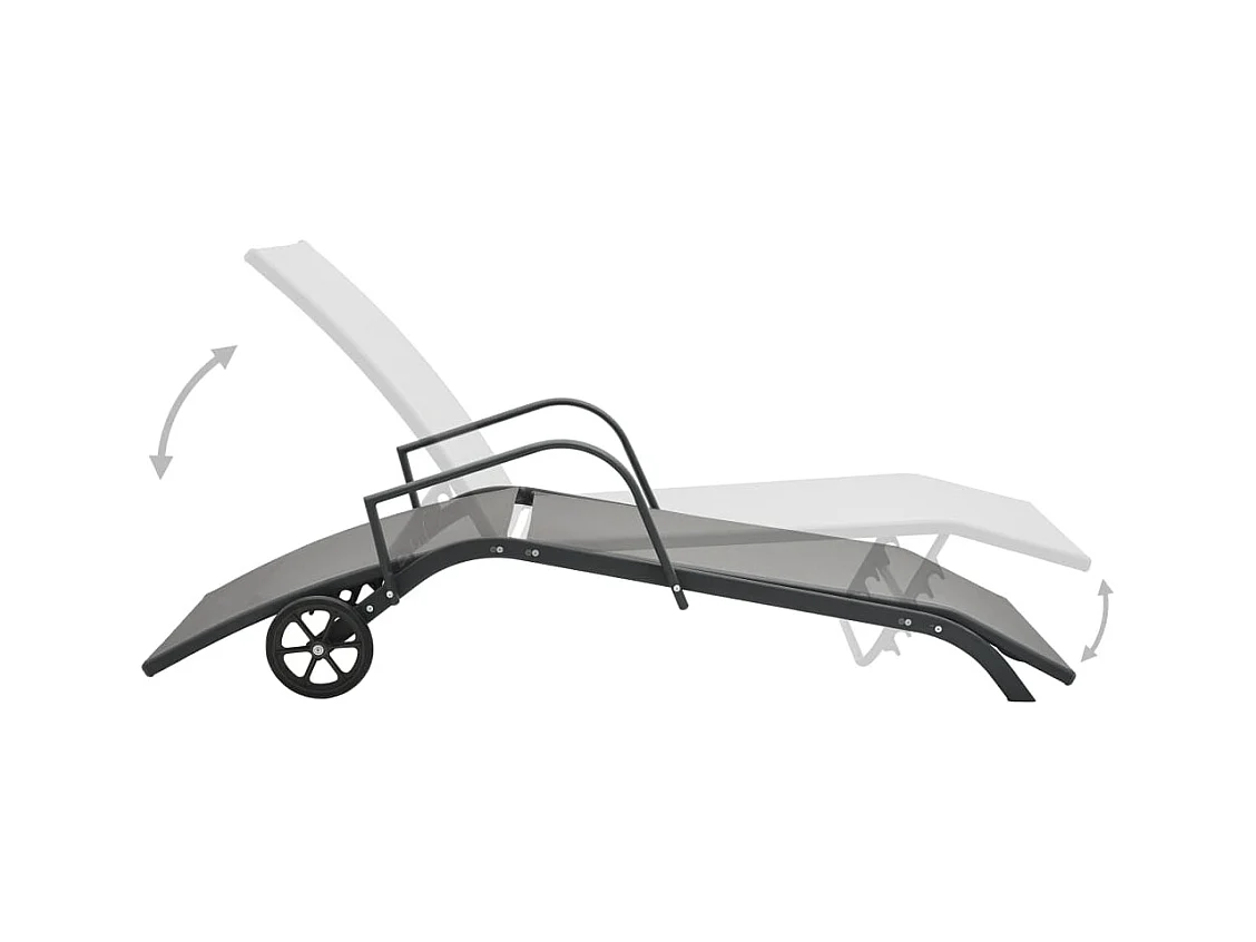 Set van 2 ligstoelen met tafel van textiel en staal