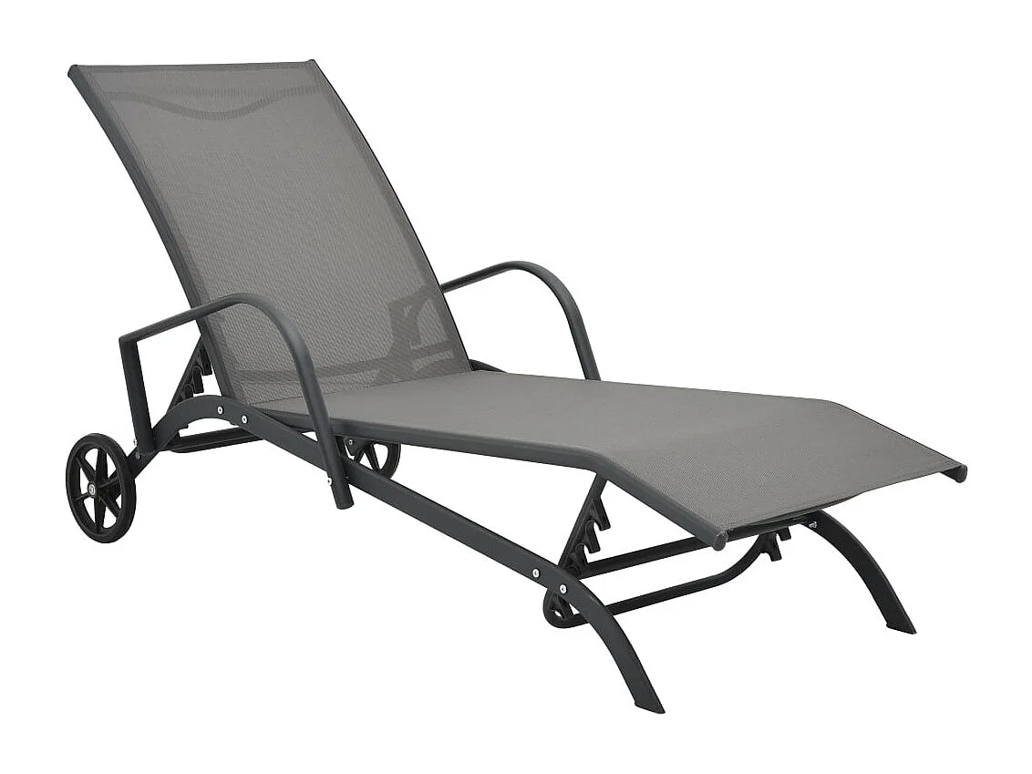 Chaises longues lot de 2 avec table Textilène et acier