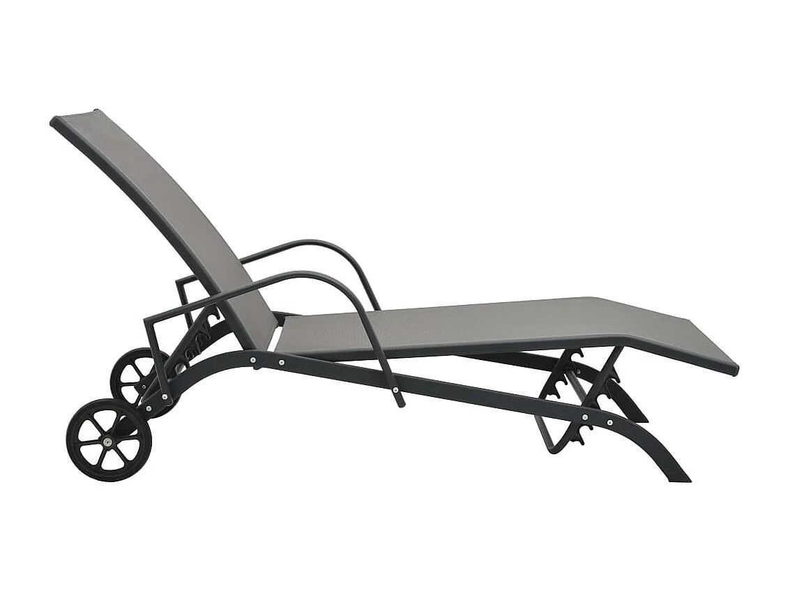 Chaises longues lot de 2 avec table Textilène et acier