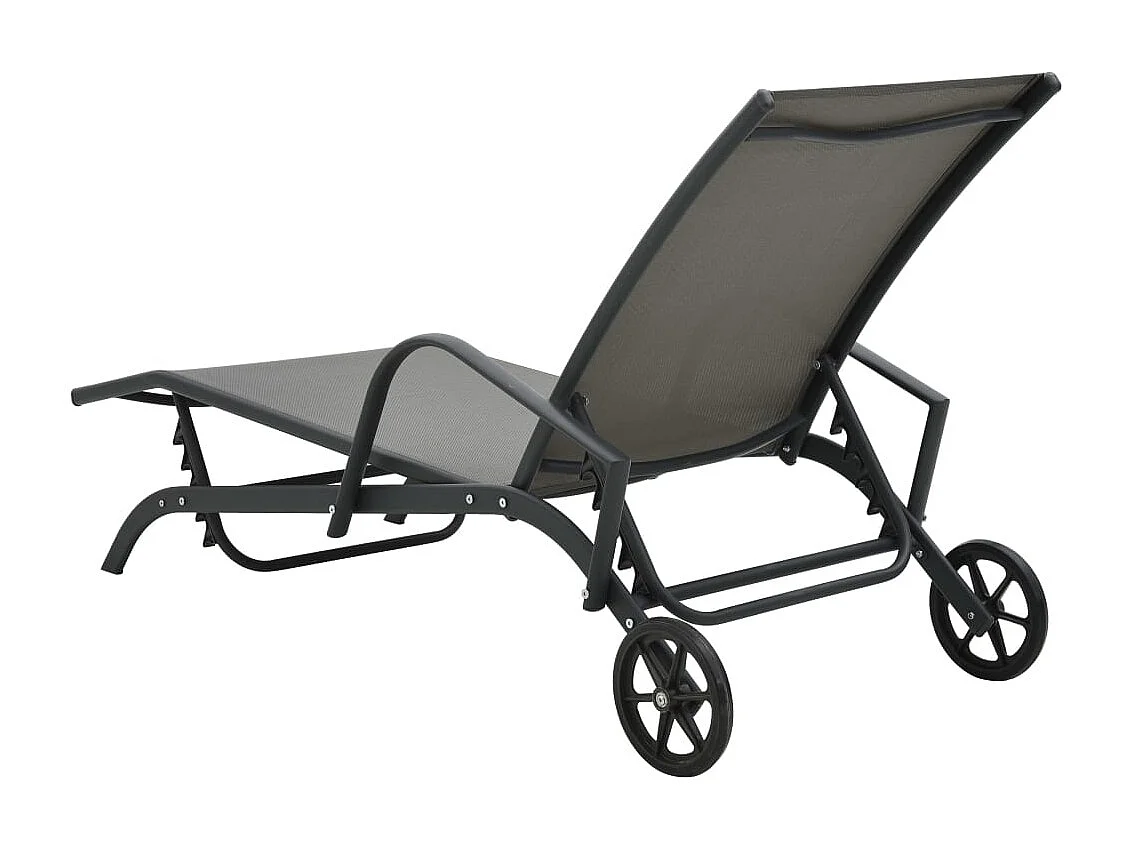 Chaises longues lot de 2 avec table Textilène et acier