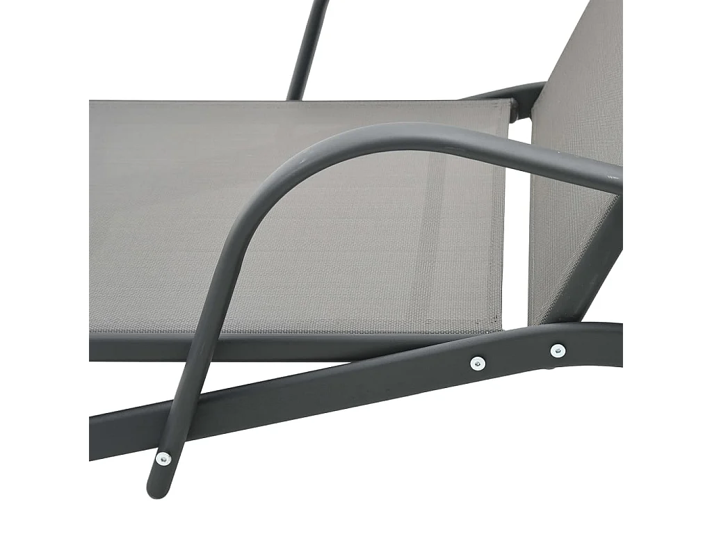 Chaises longues lot de 2 avec table Textilène et acier