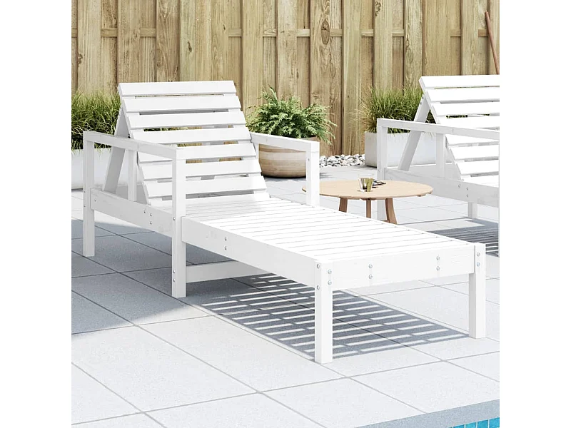 Witte chaise longue 199,5x62x55 cm massief grenenhout