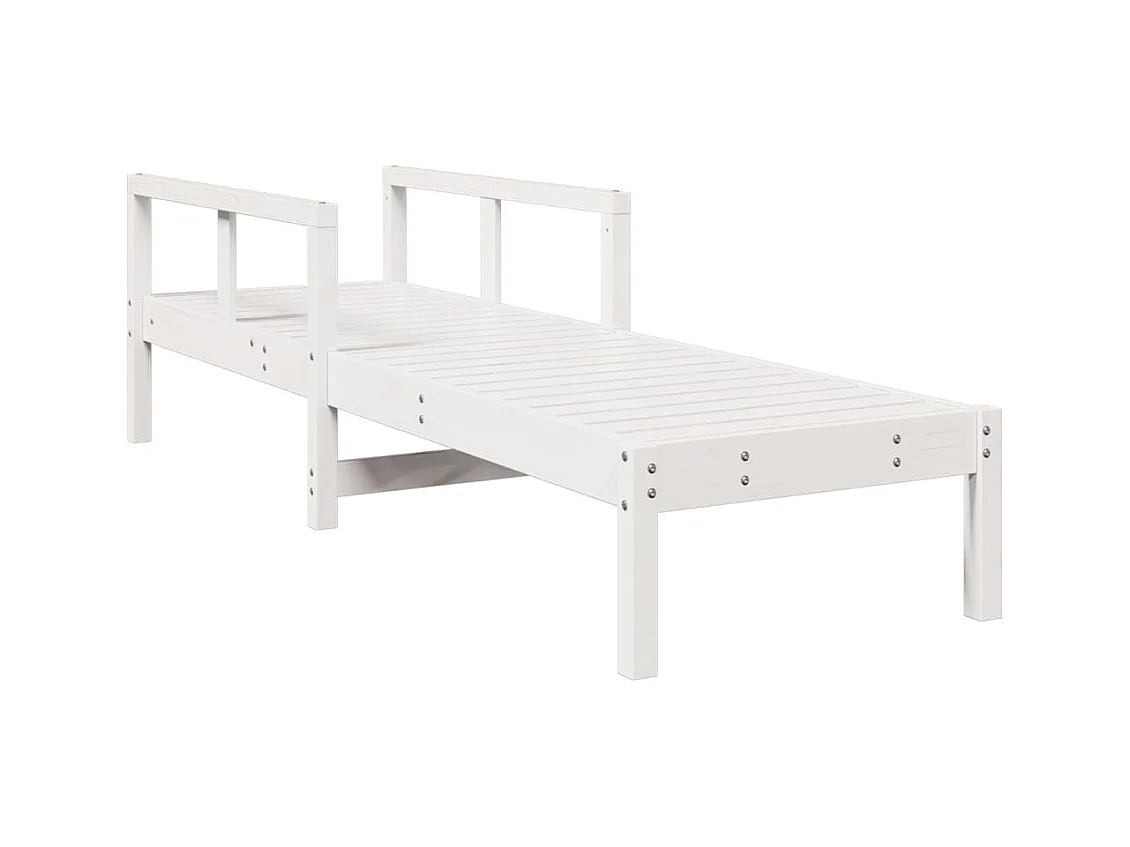 Chaise longue bianca 199,5x62x55 cm in legno massello di pino