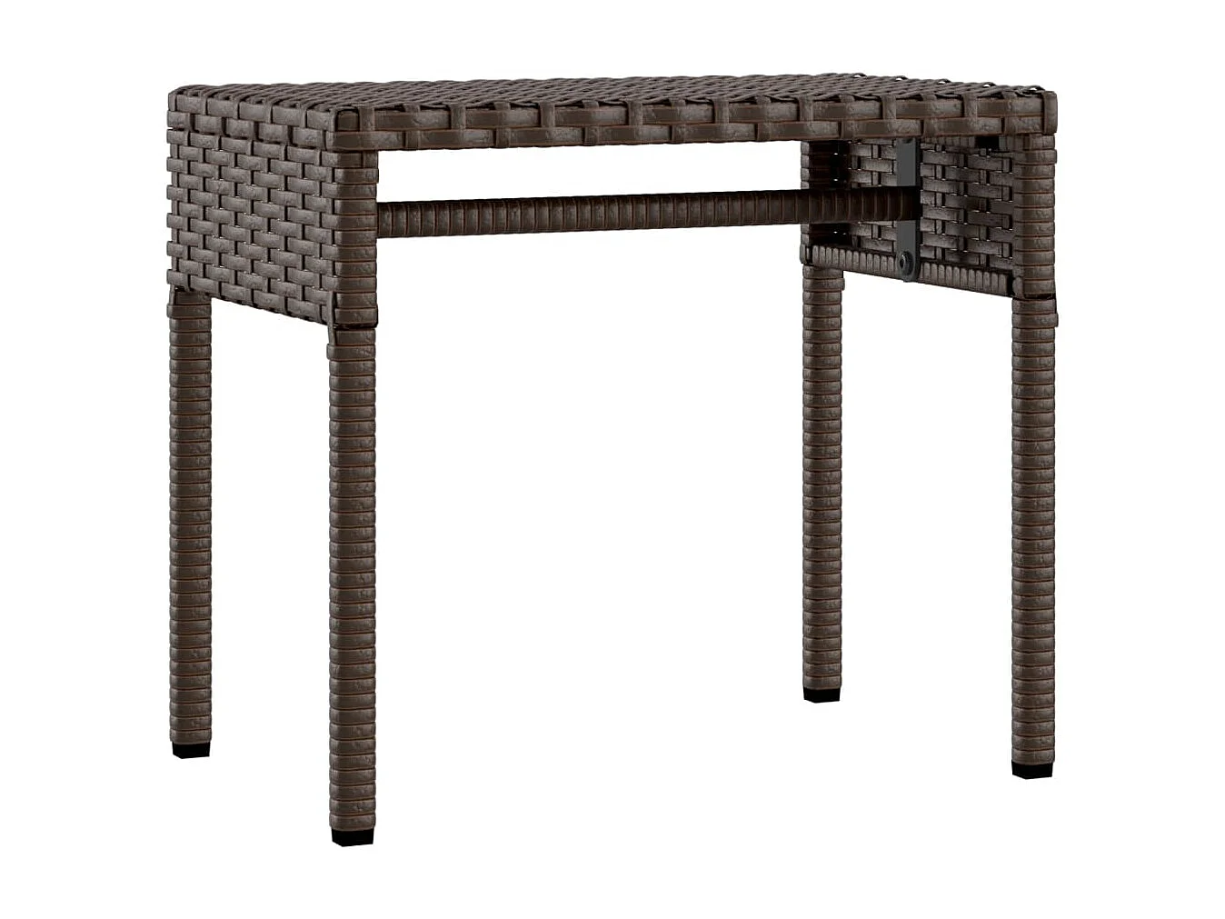 Set di 2 lettini prendisole e tendaggi e tavolo in polyrattan marrone