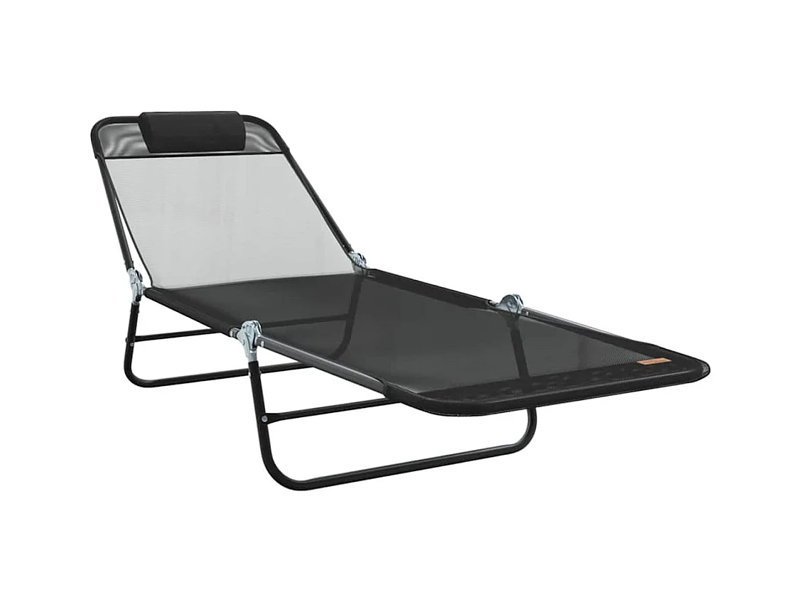 Chaise longue pliante 2 pcs Noir 182 x 55 x 85,5 cm Textilène
