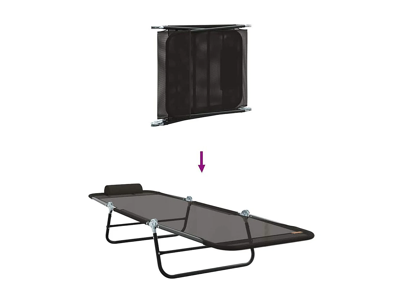 Chaise longue pliante 2 pcs Noir 182 x 55 x 85,5 cm Textilène