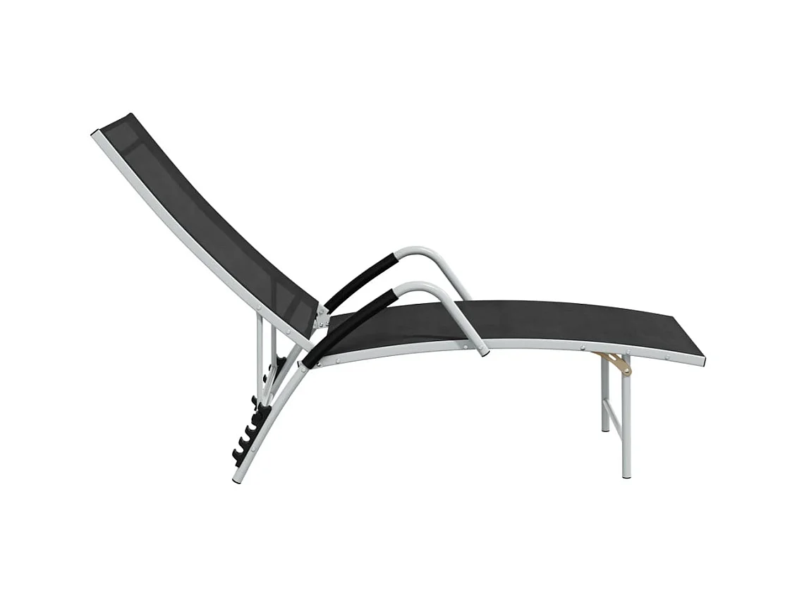 Chaise longue van textileen en zwart aluminium