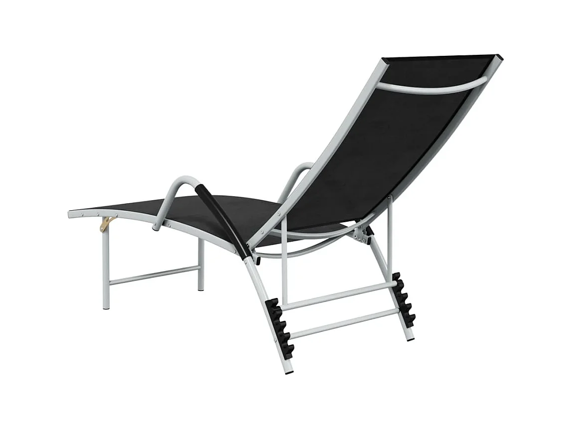 Chaise longue van textileen en zwart aluminium