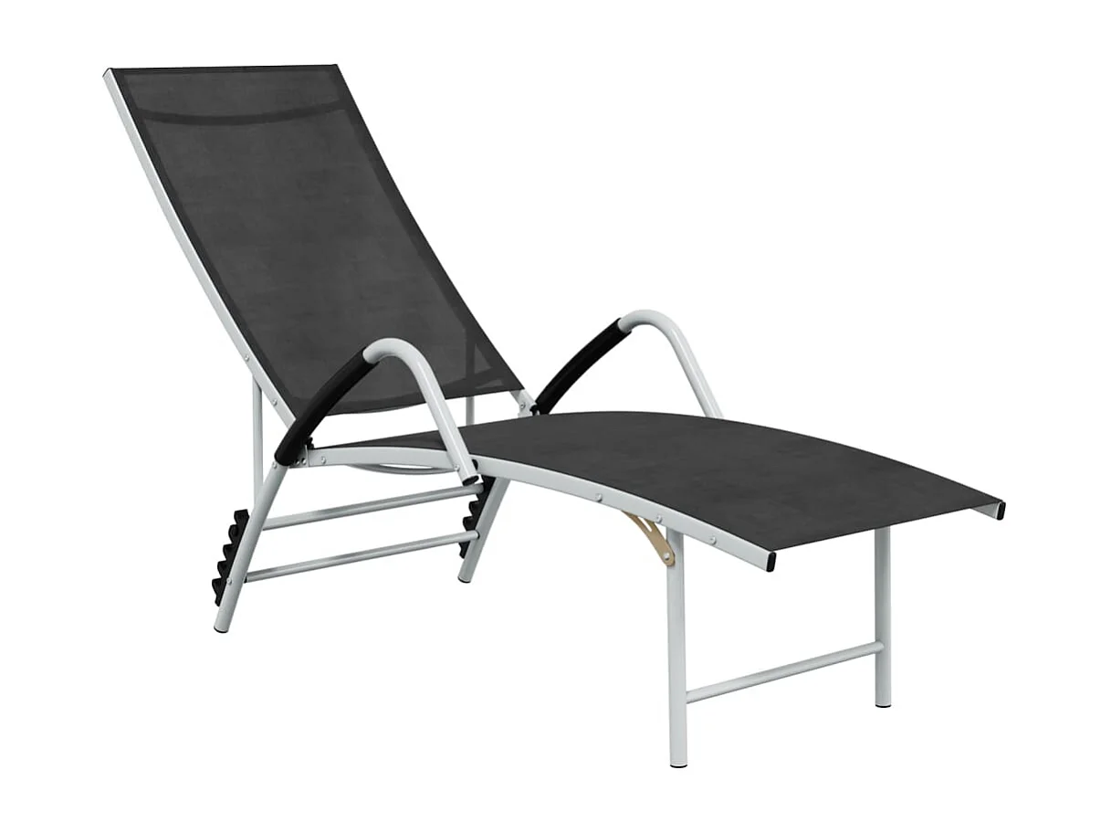 Chaise longue in textilene e alluminio nero