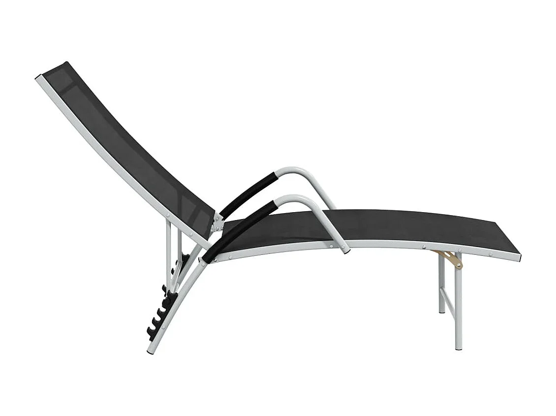 Chaise longue in textilene e alluminio nero