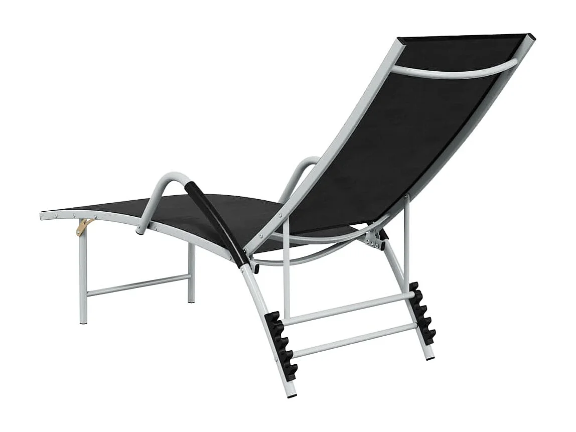 Chaise longue in textilene e alluminio nero
