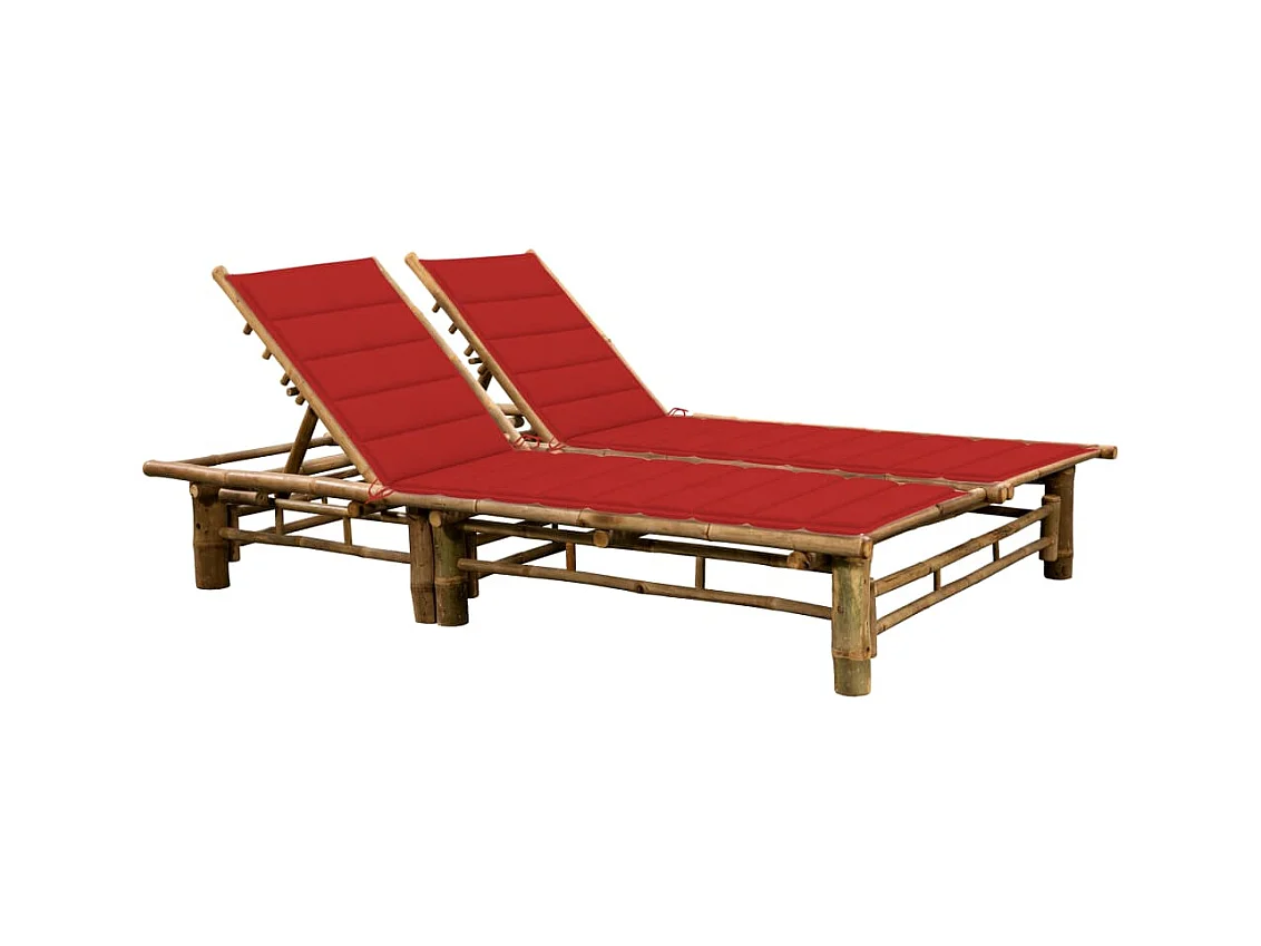 Chaise longue pour 2 personnes avec coussins Bambou