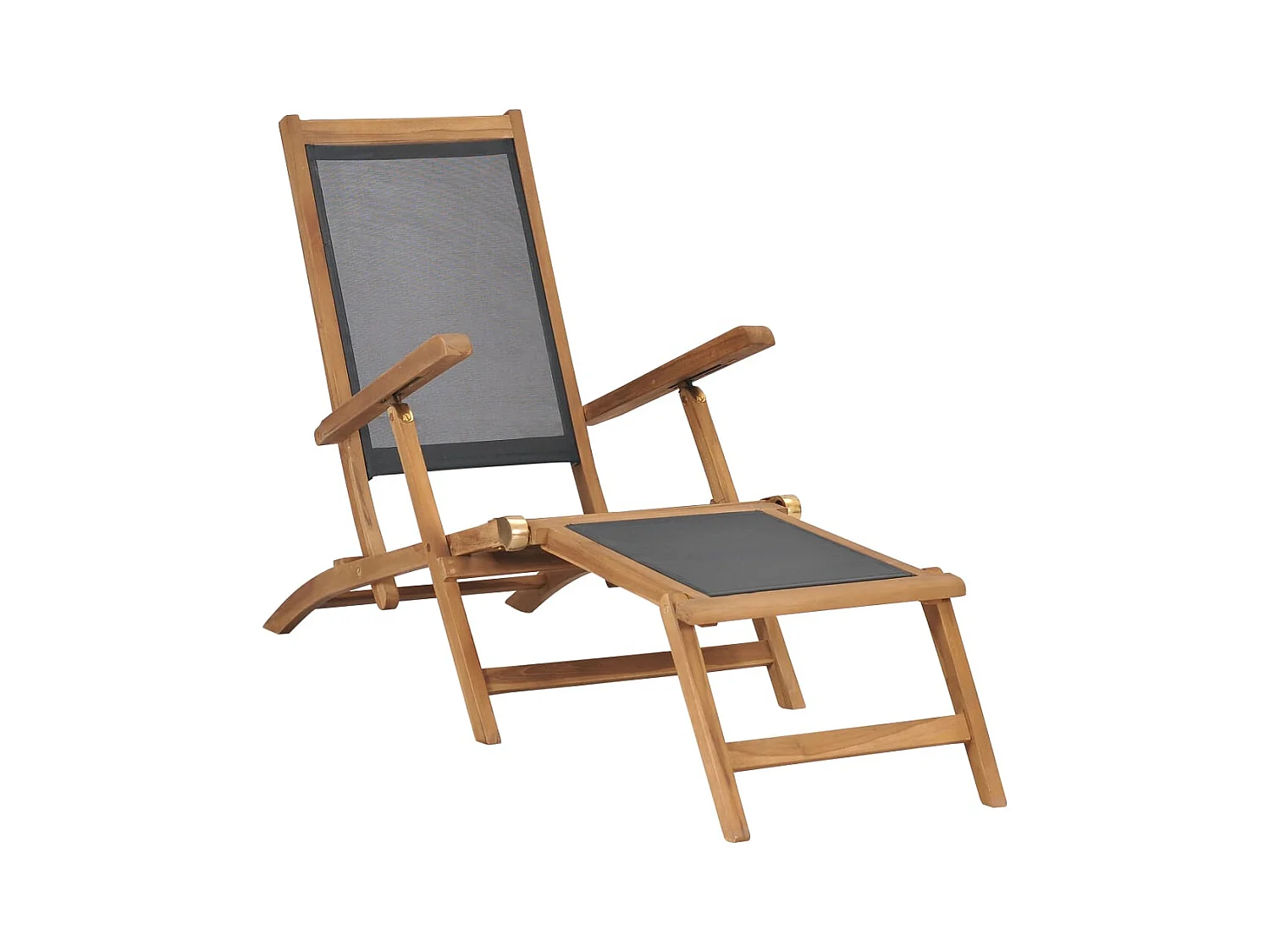 Sedia da giardino con poggiapiedi in legno massello di teak nero