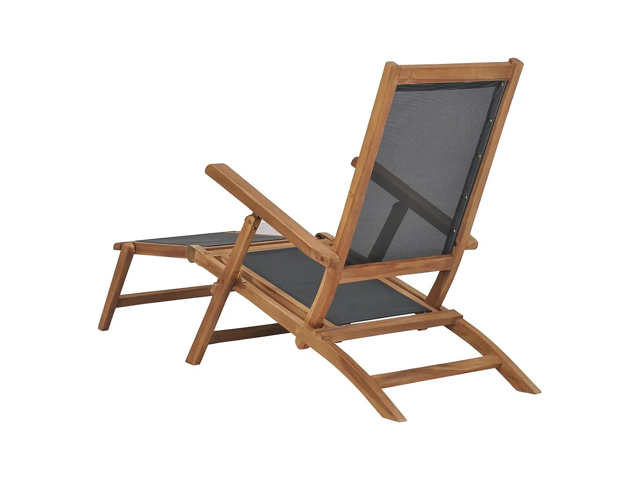 Sedia da giardino con poggiapiedi in legno massello di teak nero