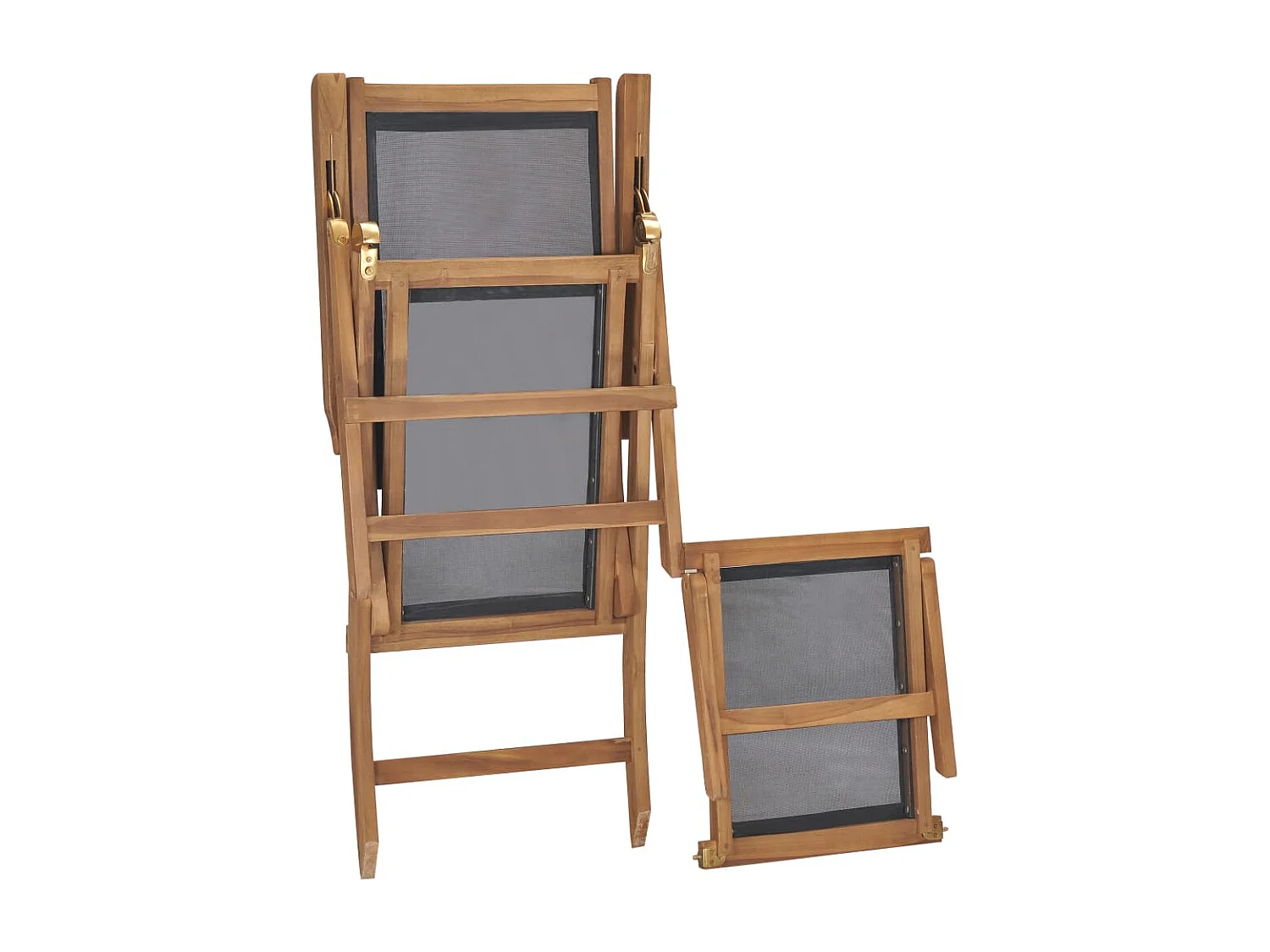 Sedia da giardino con poggiapiedi in legno massello di teak nero