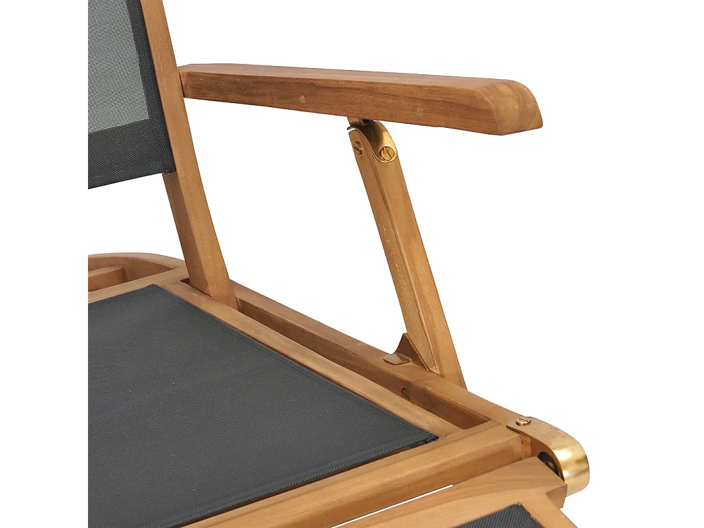 Sedia da giardino con poggiapiedi in legno massello di teak nero