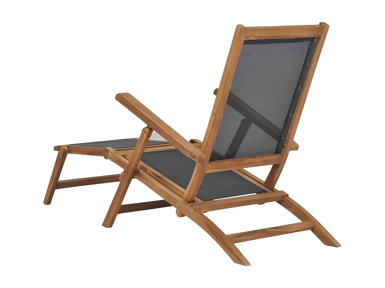 Chaise de terrasse avec repose-pied Bois de teck solide Noir