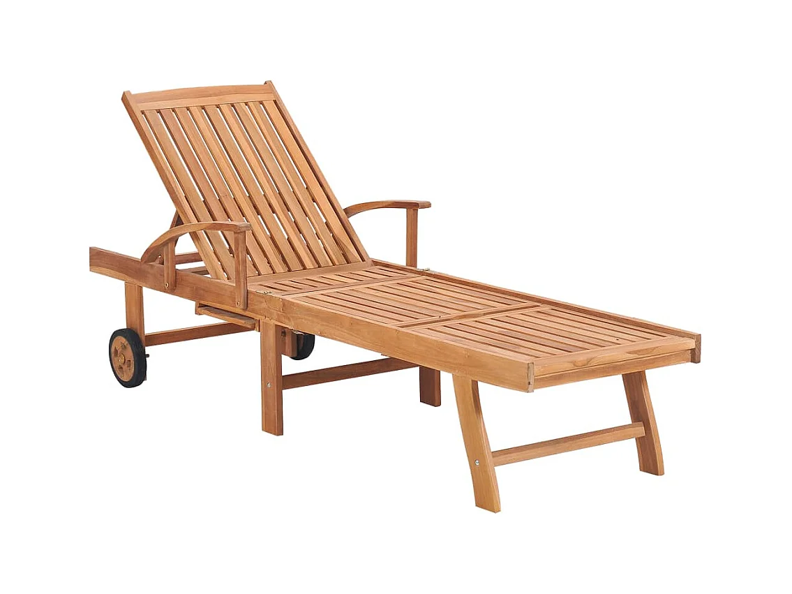 Chaise longue avec coussin anthracite Bois de teck solide