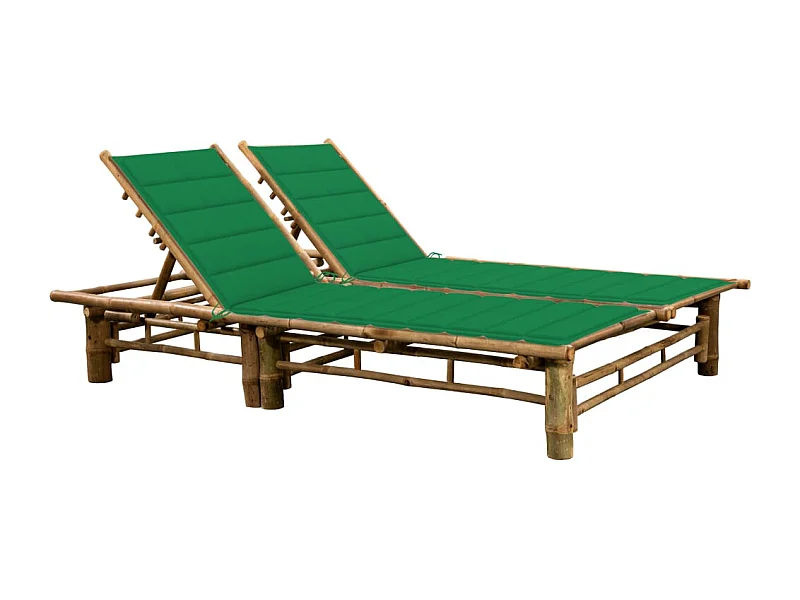 Bamboe chaise longue voor 2 personen met kussens