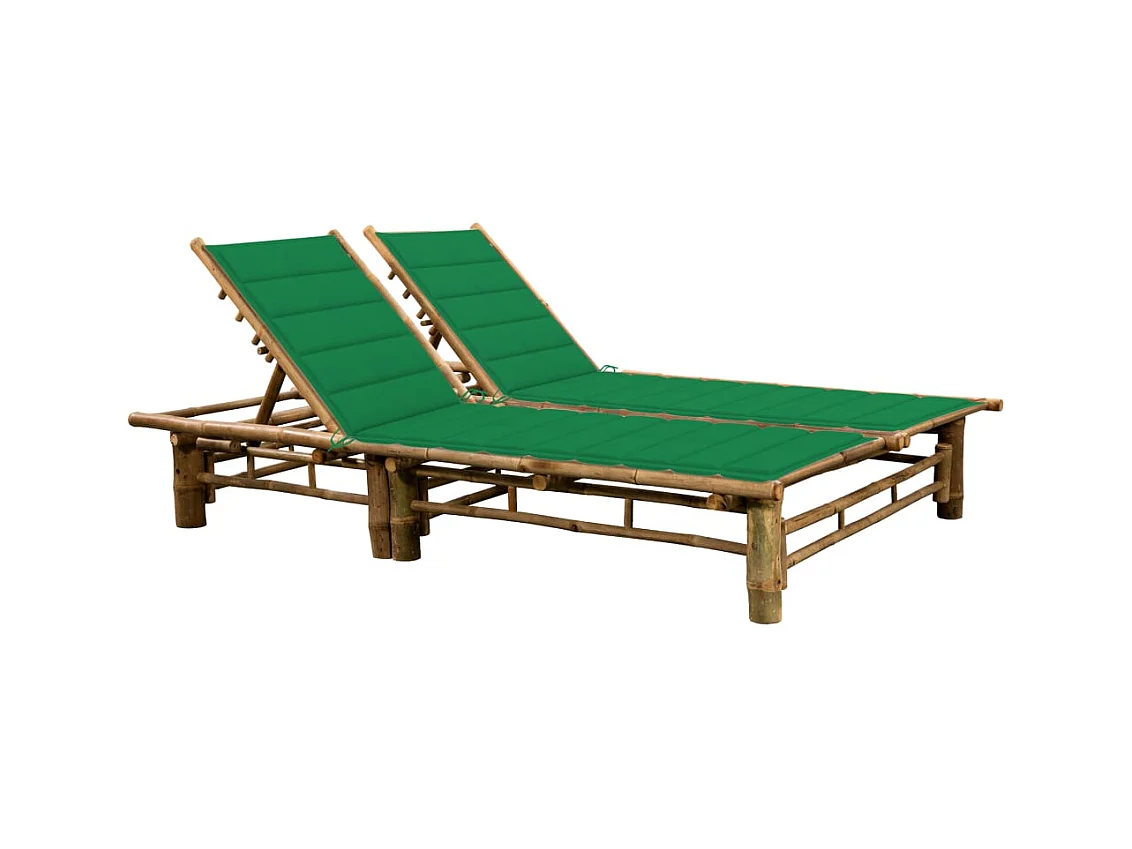 Bamboe chaise longue voor 2 personen met kussens