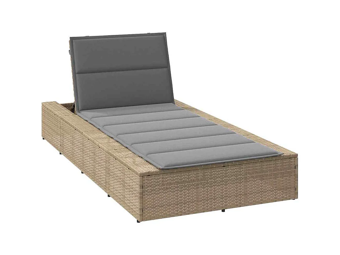 Sdraio con cuscino galleggiante in resina intrecciata beige