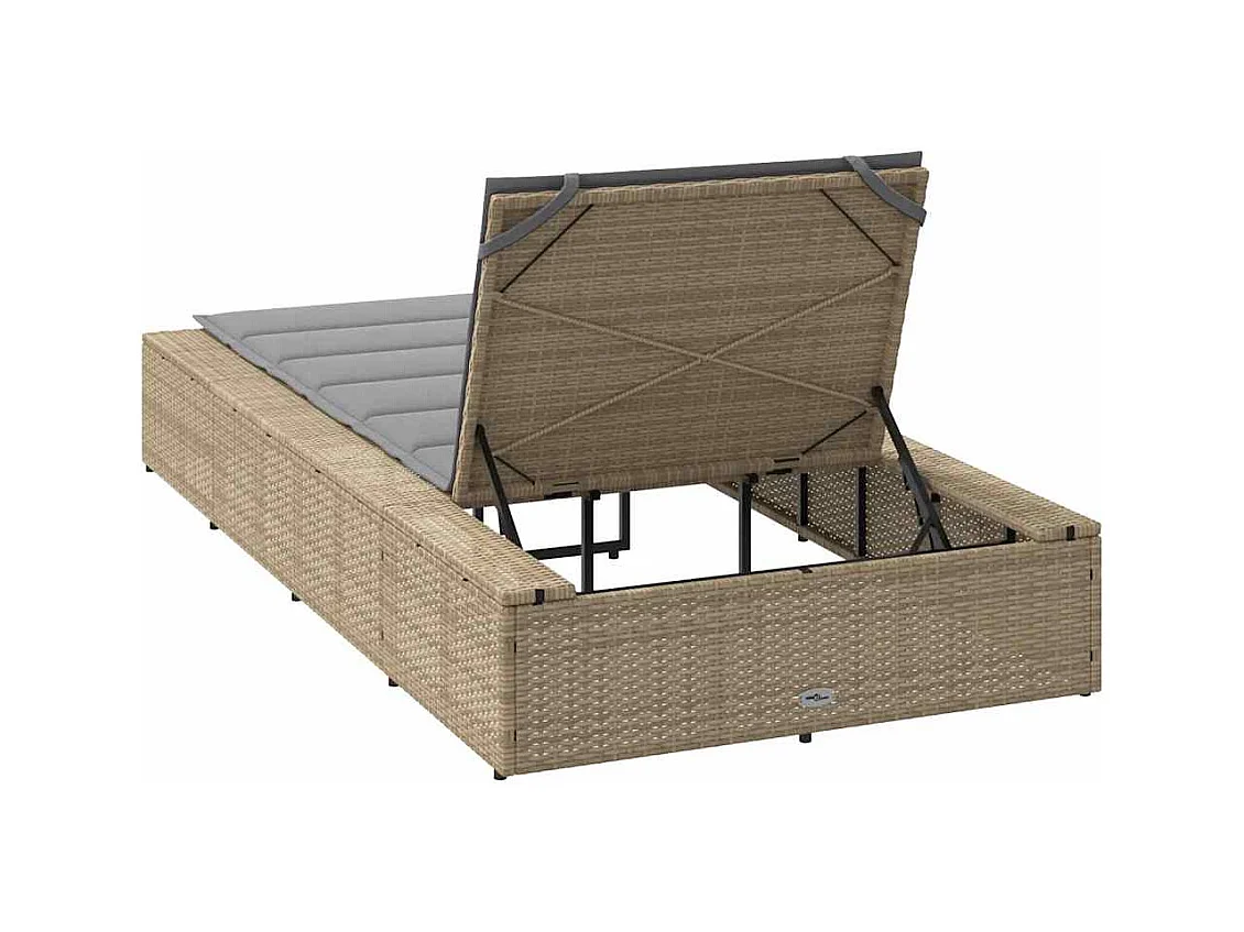 Sdraio con cuscino galleggiante in resina intrecciata beige