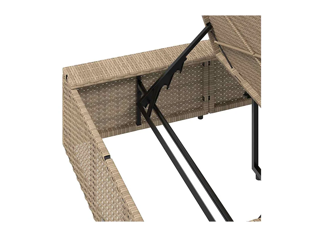 Sdraio con cuscino galleggiante in resina intrecciata beige