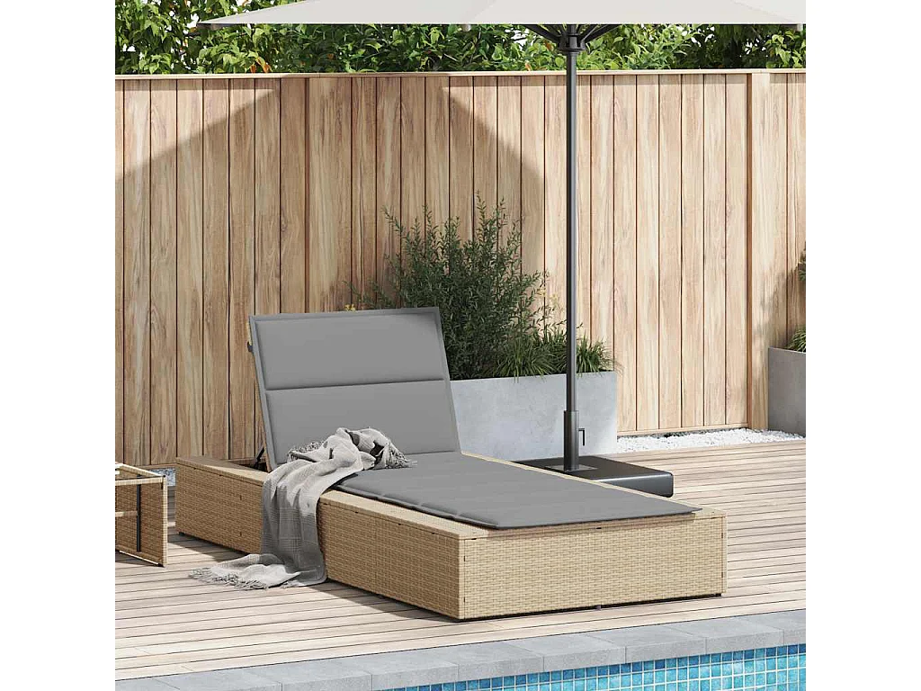 Transat avec coussin flottant beige résine tressée