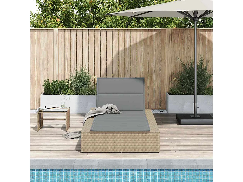 Transat avec coussin flottant beige résine tressée