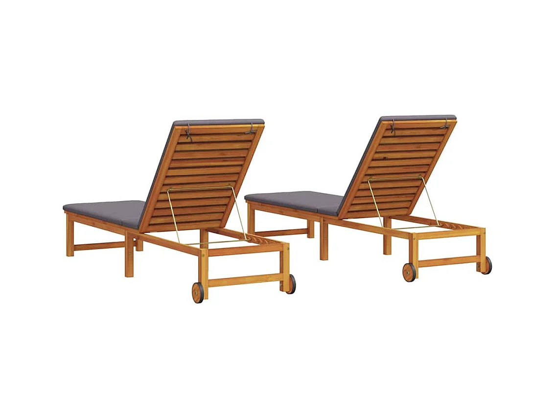 Transat 2 pcs Marron 53 x 202 x 89cm Bois d'acacia massif