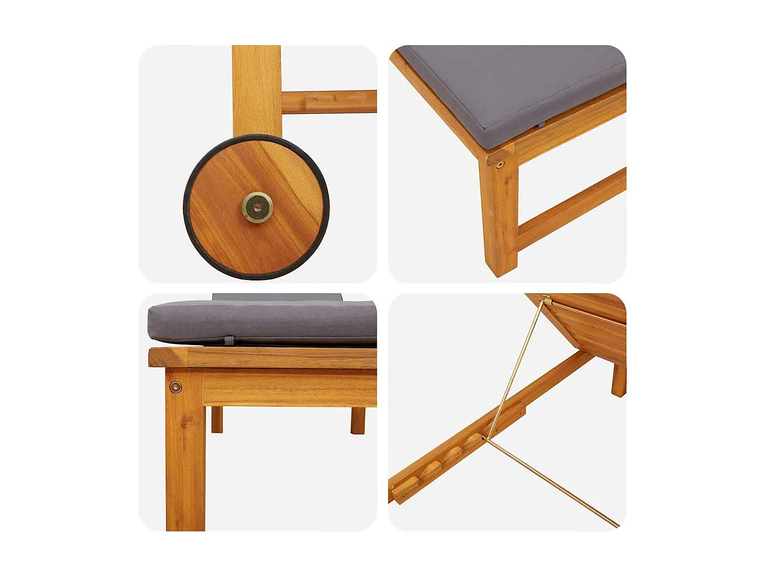 Transat 2 pcs Marron 53 x 202 x 89cm Bois d'acacia massif