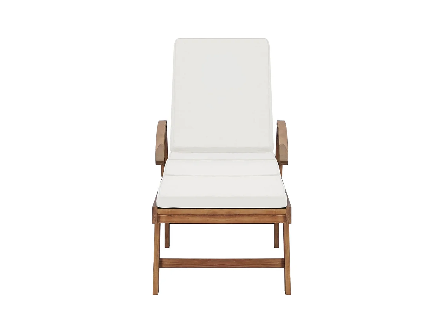 Ligstoelen met kussens 2 stuks massief teakhout crème