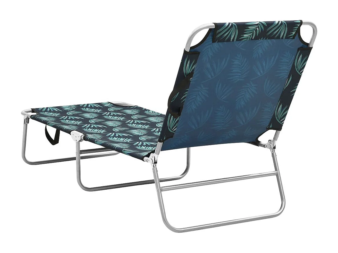 Sillón plegable de acero y tela con estampado de hojas
