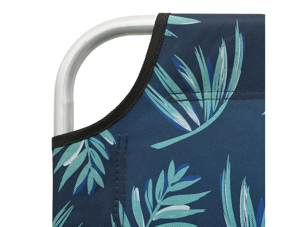 Sillón plegable de acero y tela con estampado de hojas