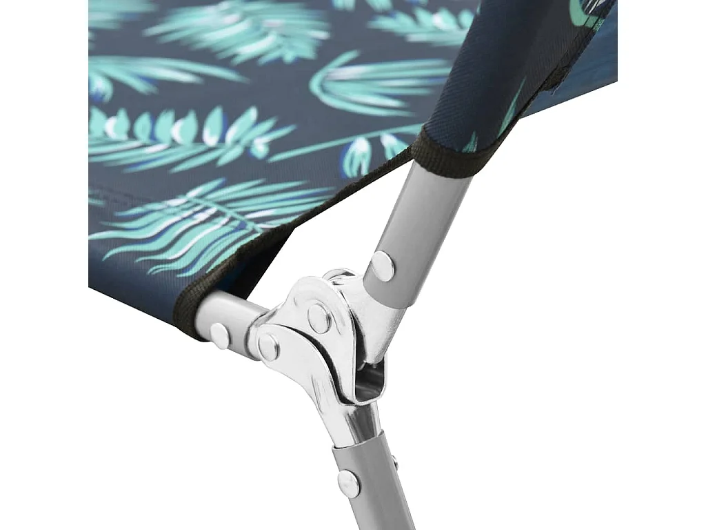 Sillón plegable de acero y tela con estampado de hojas