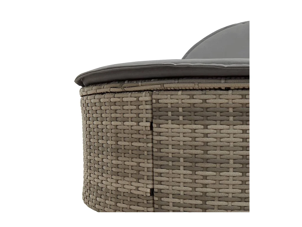 Dubbele chaise longue met grijze kunsthars rieten kussens