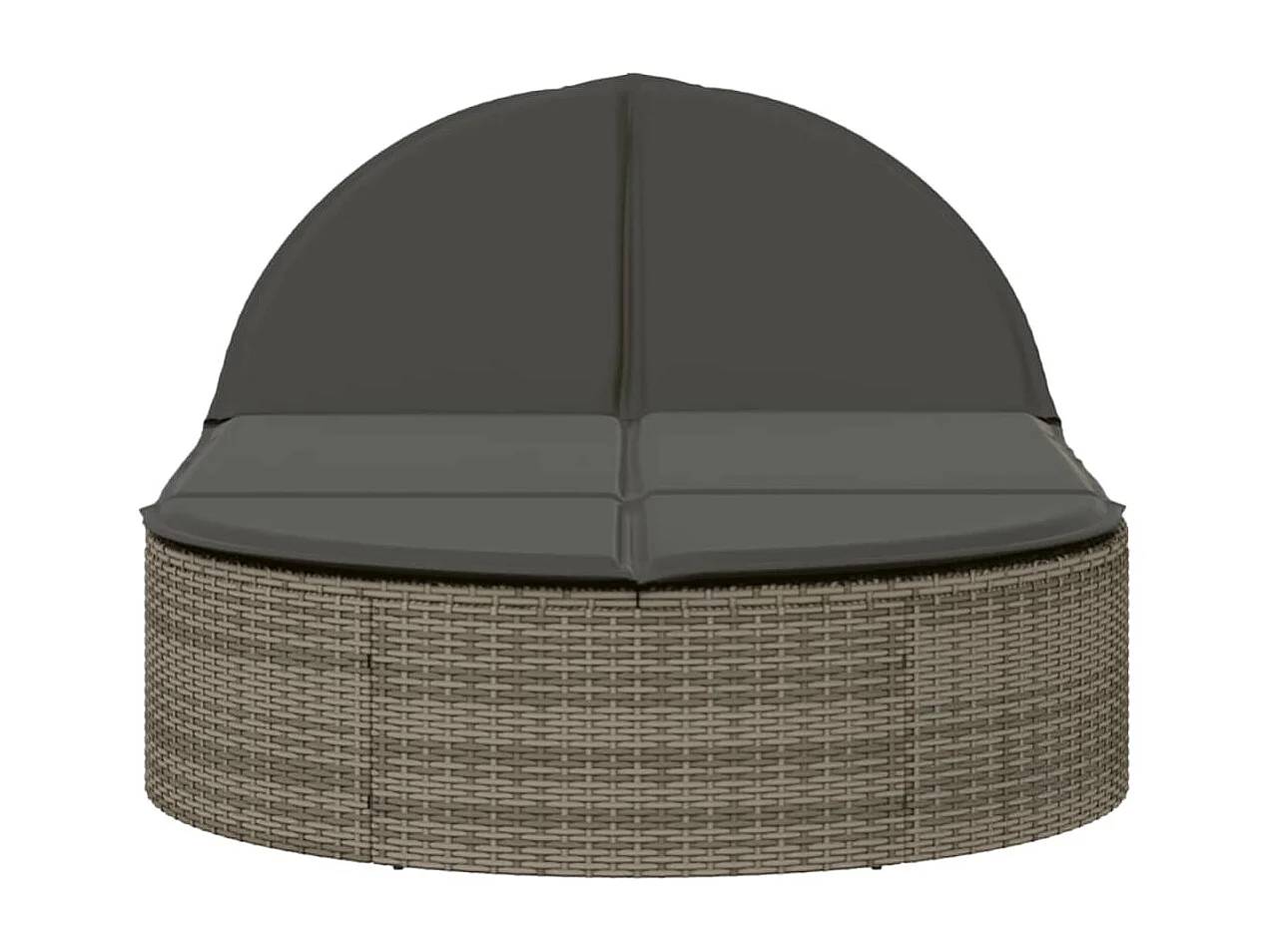 Chaise longue doble con cojines de mimbre de resina gris