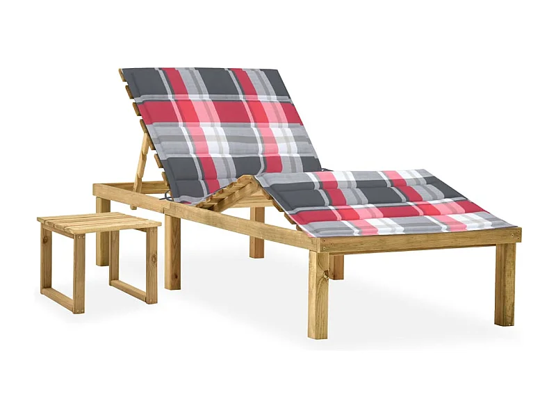 Sillón de jardín con mesa y cojín Pino impregnado