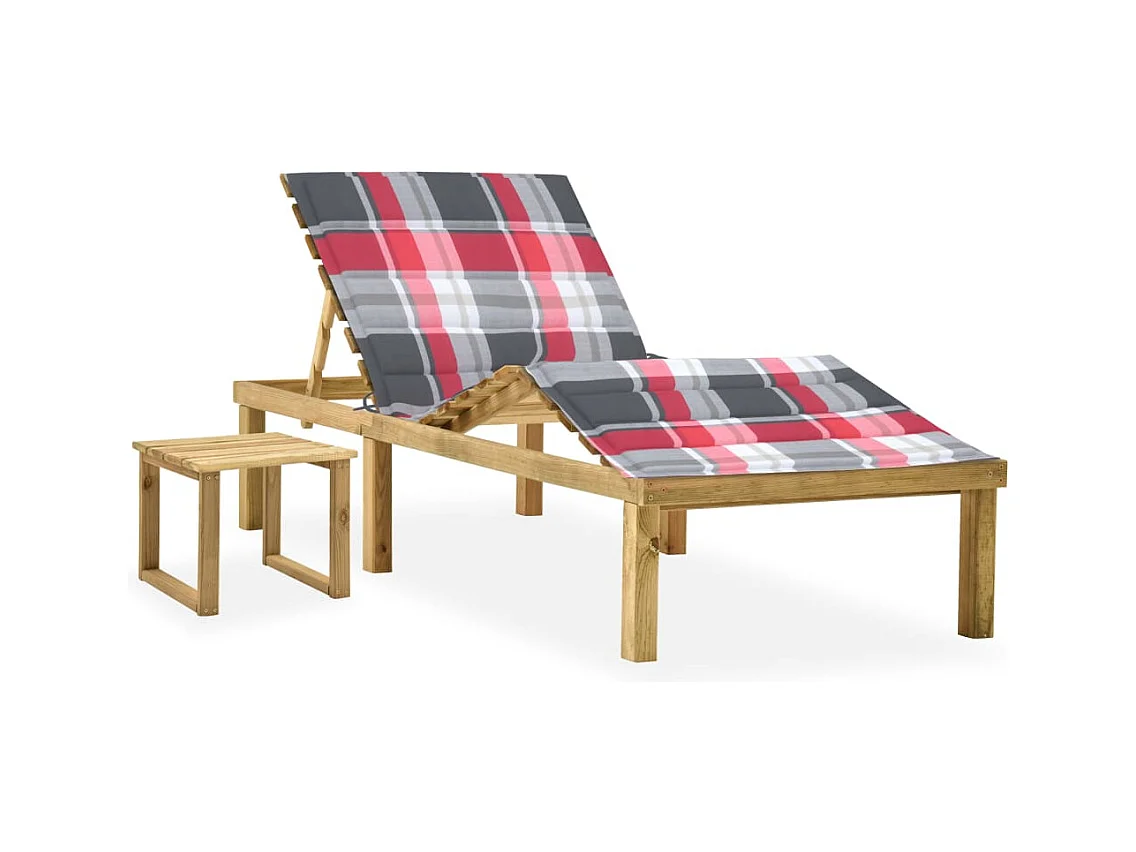 Tuinligstoel met tafel en kussen Geïmpregneerd grenen