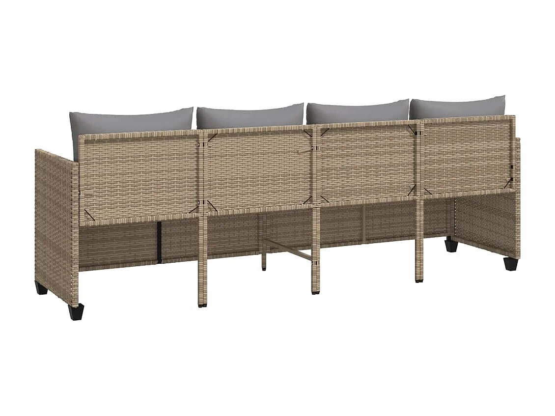 Chaise longue met beige kunsthars rieten kussens