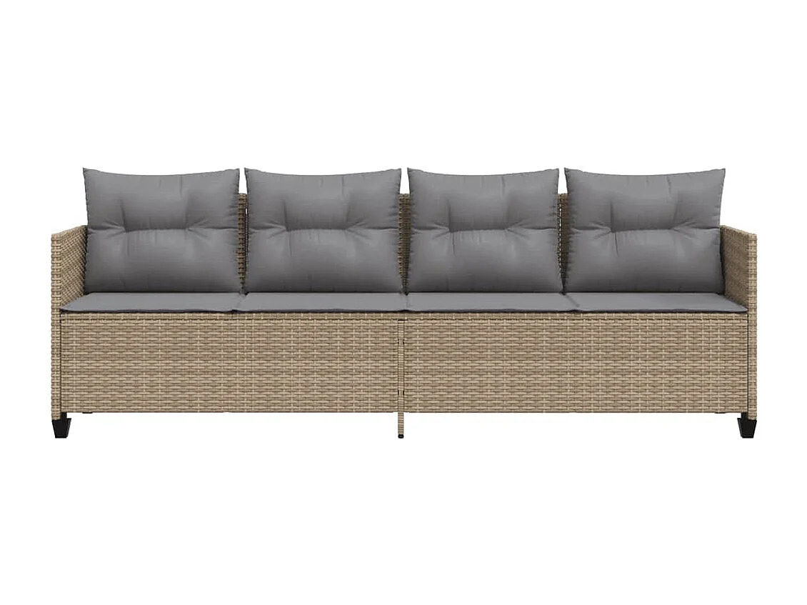 Chaise longue con cuscini in vimini di resina beige