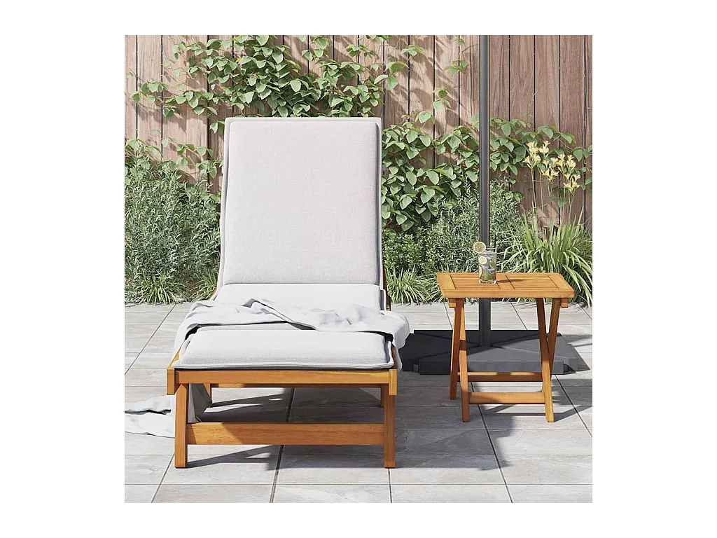 Chaise longue avec table bois massif d'acacia