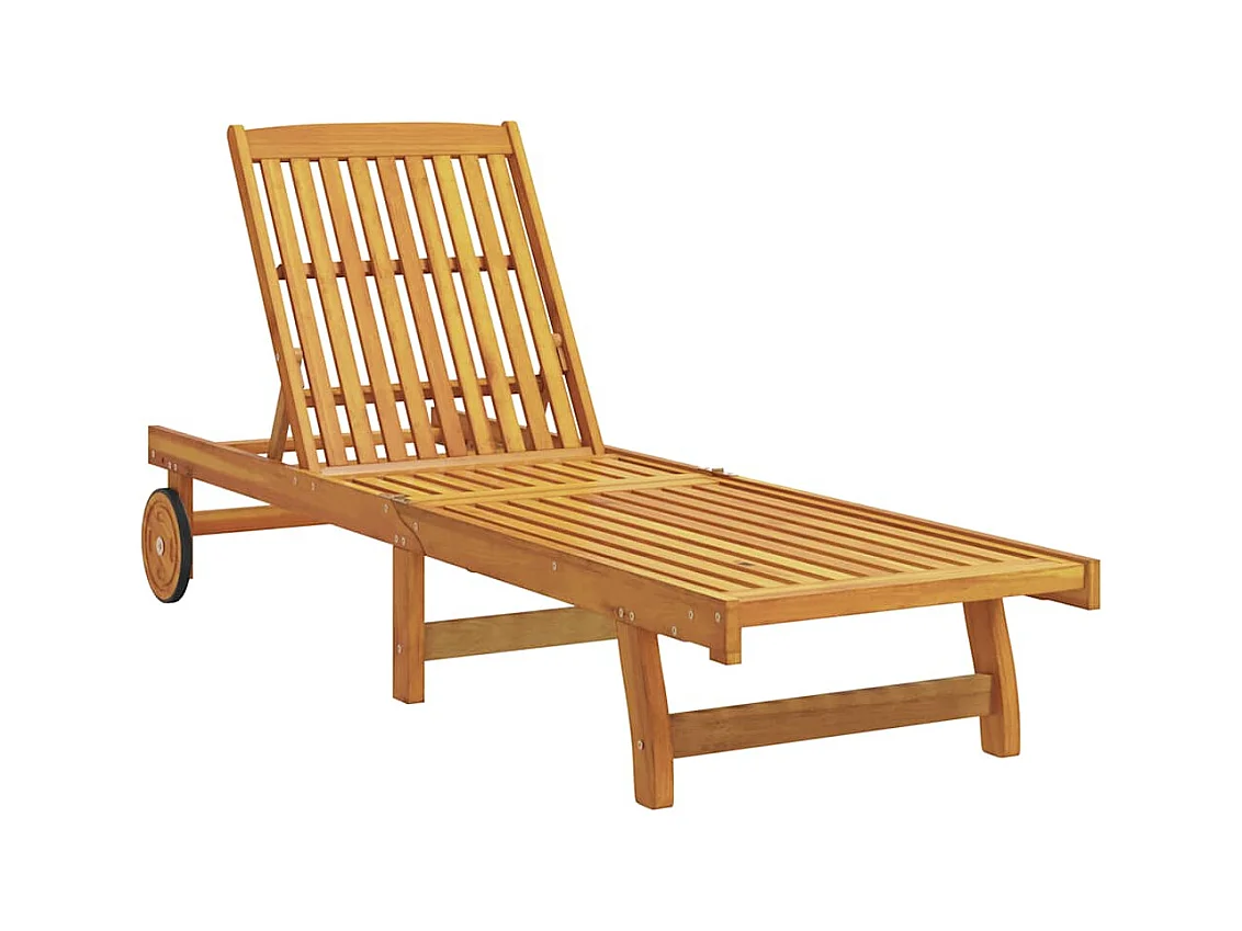 Chaise longue avec table bois massif d'acacia