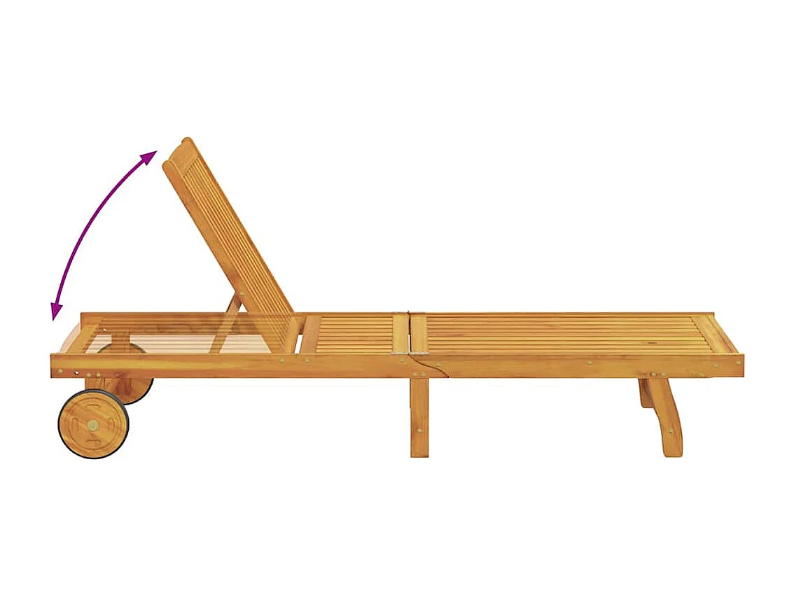 Chaise longue avec table bois massif d'acacia